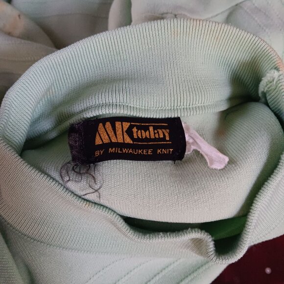 Vintage Large Mock T-shirt 1980's MK Today Milwaukee Mint Green 1970's Brady - Picture 6 of 6